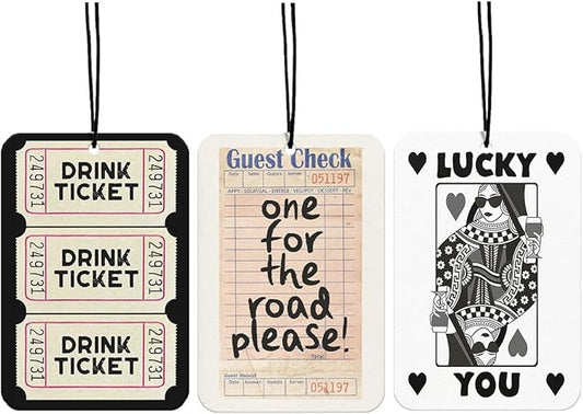 Vintage Preppy Cute Car Air Freshener Hanging 3Pcs Drink Funky Car Interior Accessories Mirror Decor, One for the Road Pleases Freshee for Closet Drawer Cute Girly Cars Accessories for Women(Lavender)