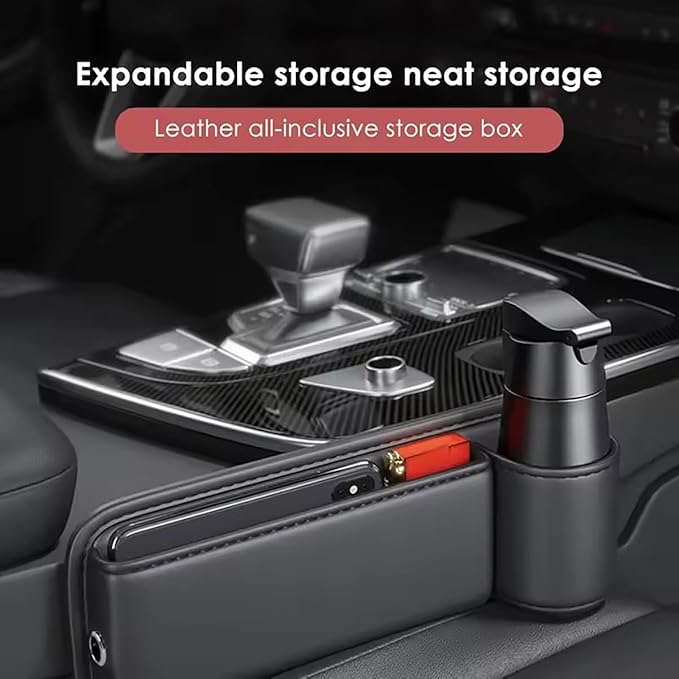Car Seat Gap Filler Organizer for Mazda3 Sedan 2014–2017, Multifunctional Leather Seat Gap Storage Box for Phone,Keys,Sunglasses(A/Red,A/Copilot)
