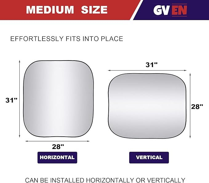 Gven Windshield Sun Shade 2pcs with Bonus Car Sunshade for Front Window Shades 2025 Technology Reflect UV and Heat Sun Visor Automotive Interior Sun Protection (Silver, M)
