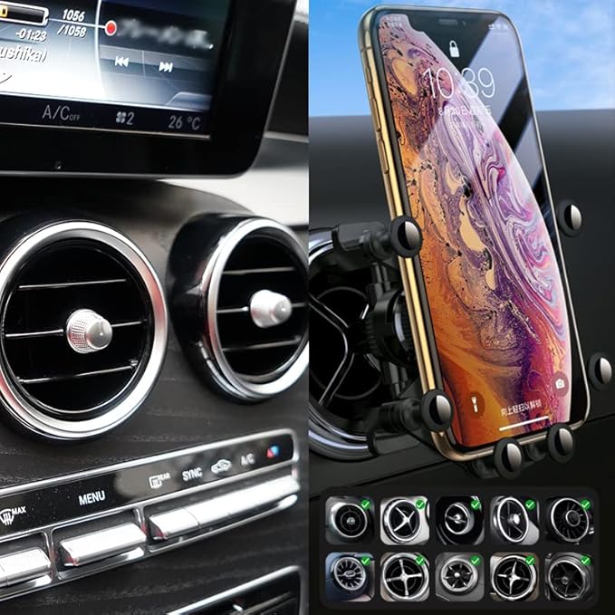 X-Rnio Car Phone Holder Mount for Circular Vent Compatible with Mercedes Benz GLC, C-Class, E-Class,B-Class,A-Class, GLC/GLB/GLA-Class 2016-2023, Mercedes Benz Accessories