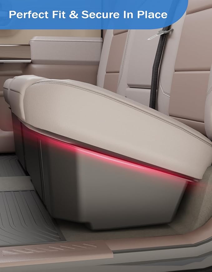 FengYu Under Seat Storage Box Compatible with 2019-2026 Chevy Chevrolet Silverado 1500/GMC Sierra 1500, 2020-2026 Silverado/Sierra 2500HD/3500HD Double Cab & Crew Rear Underseat Organizer Accessories