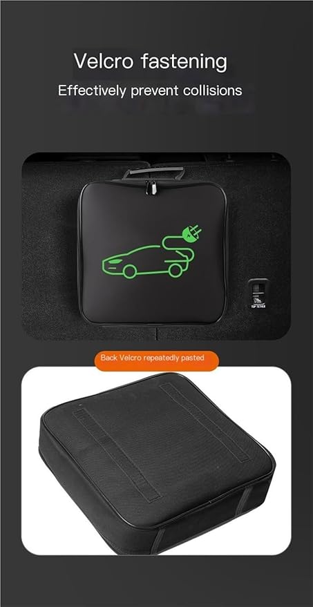 Portable EV Charger Storage Bag, Waterproof Oxford Fabric Organizer for Electric Vehicle Charging Cable, Holds 10 Meter Cord(Square thickening)