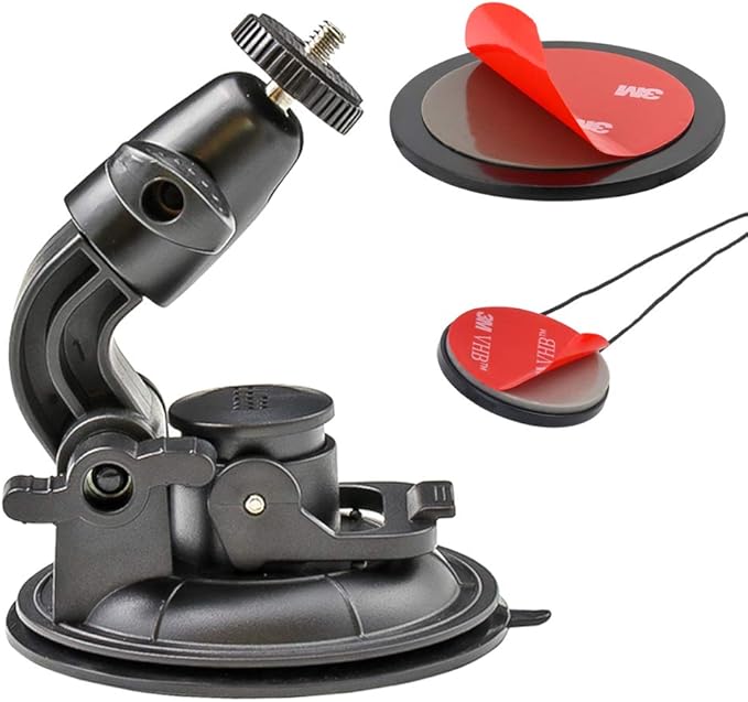 woleyi Windshield Dashboard DSLR Car Mount with Strong Suction Cup and Insurance Tether use for Canon, Nikon, Sony, DSLR, Olympus, Pentax, HeroFiber and More Cameras