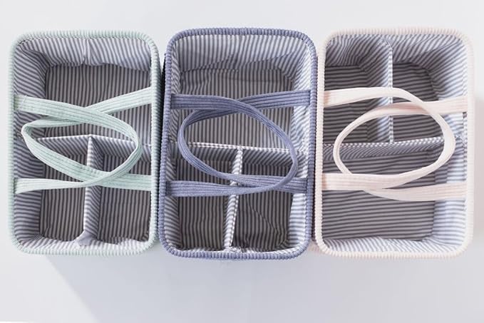 Diaper Caddy Organizer - Baby Pink Curdoroy Baby Storage Bin for Nursery & Car | Baby Shower Basket & registry Essential