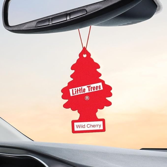 LITTLE TREES Car Air Freshener | Hanging Paper Tree for Home or Car | Wild Cherry | 4 Pack