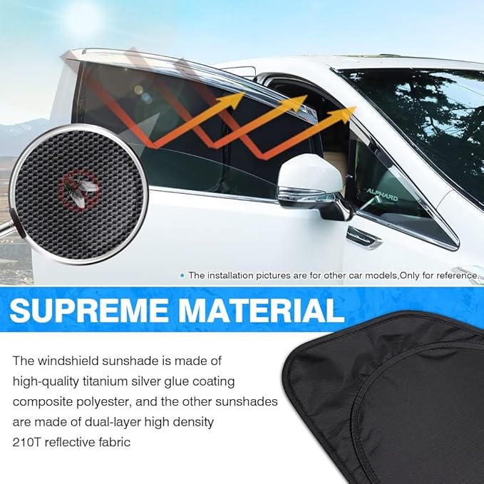 T TGBROS Windshield Sun Shade for Volkswagen ID.4 Crozz 2021-2025 2026 Car Window Shades Thicken UV Block and Blackout Privacy Foldable Sunshades 8PCS Accessories Keep Cool Sun Visor Covers