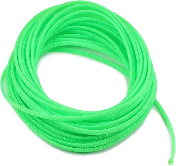 Aicosineg 32.81ft PET Flexible Braided Cable Sleeve 0.16inch Width Wire Loom Sleeving and Organizer Flexible Wire Mesh Sleeve Wrap Protector for TV Audio PC Cords from Pets Chewing Green