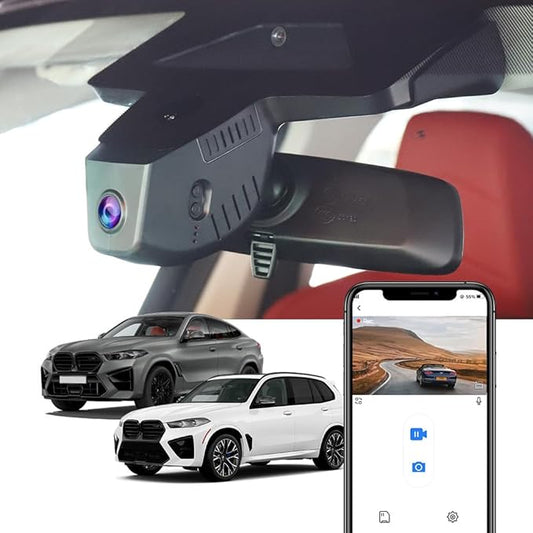 Fitcamx 4K Dash Cam Suitable for BMW X5 X5 M Hybrid & X6 X6 M 2024 2025 2026 (G05/G06), OEM Factory Style, UHD 2160P Video, Built-in WiFi & APP, Loop Recording, G-Sensor, Easy to Install, 64GB Card