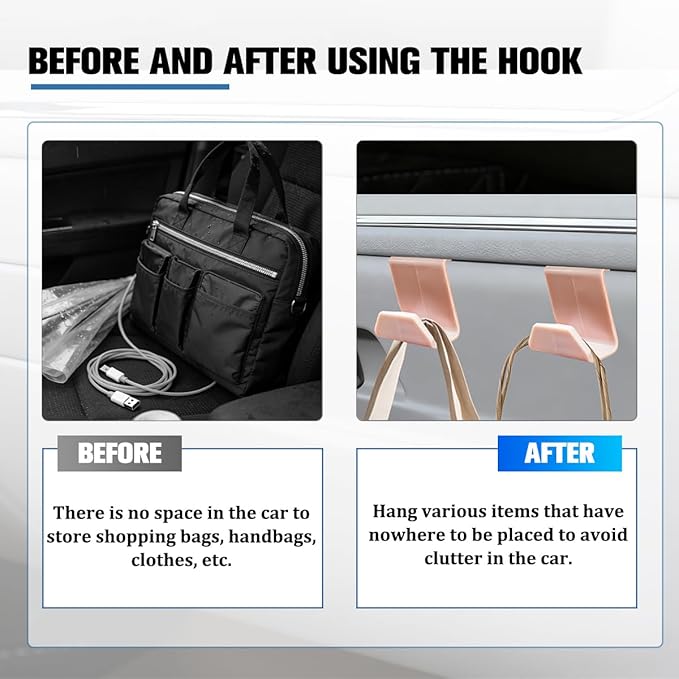 2PCS Car Co-Pilot Glovebox Hooks, Front Passenger Seat Glovebox Storage Hanger for Purse Key Umbrella Cable, Multifunctional Glove Compartment Holder Organizer Hook, Universal Fit (Pink)