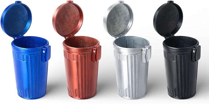 Miniature Metal Trash/Garbage Can with cap Ashtray Cigarette saver (QTY: 1)