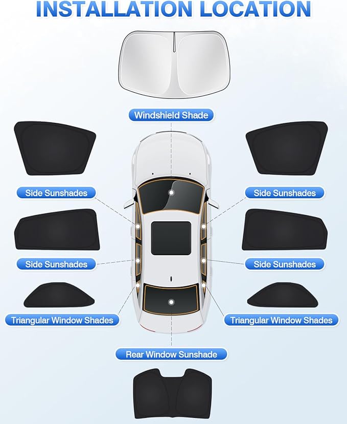 Canvcle Windshield Sunshades for Honda Accord 2018-2022 Side Rear Window Shade Cover Set Window Sun Visor Blocker Privacy Protection Keep Vehicle Cool Black 8PCS