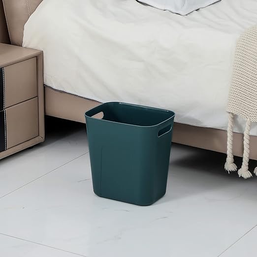 UUJOLY Plastic Small Trash Can Wastebasket, Garbage Container Basket for Bathrooms, Laundry Room, Kitchens, Offices, Kids Rooms, Dorms, 3.5 Gallon, Bluish Green, 3 Pack