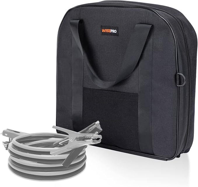 15 Inch Jumper Cable Bag, Heavy Duty Cable Storage Bag, Water Resistant Cable Organizer Bag for Jumper Cable, EV Charging Cables, Cords and Hoses (15 Inch Black)