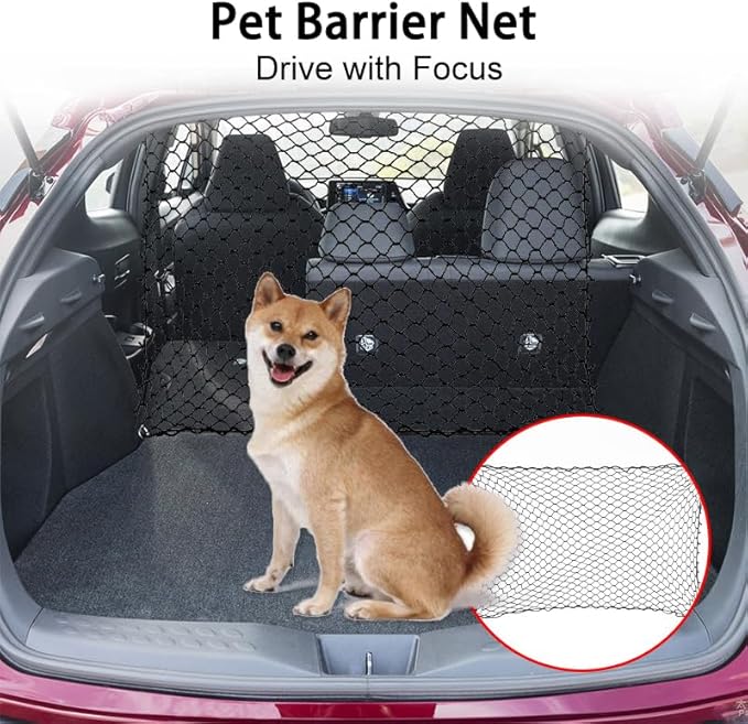 Dog Car Barrier for Porsche Cayenne 2007-2023 2024+, Mesh Pet Divider for Back Seat, Dog Guard for SUV Boot, Secure Pet Safety Net