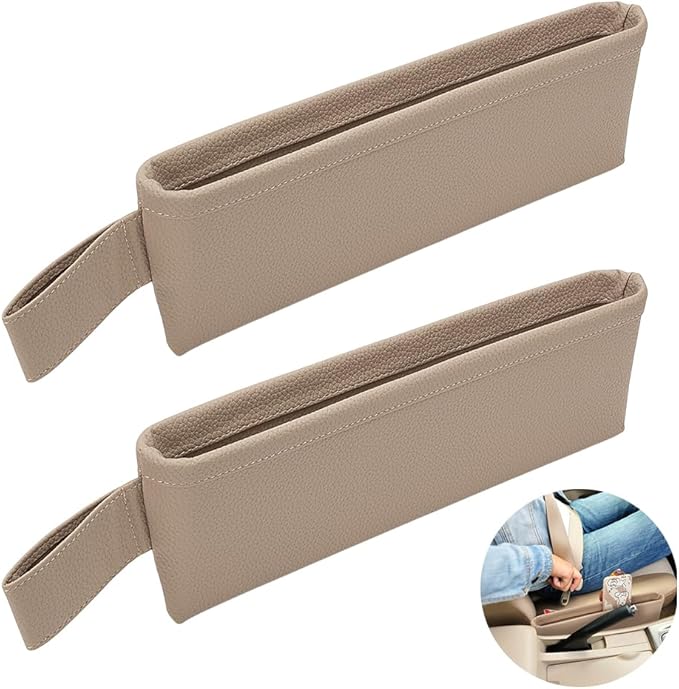 PH PandaHall 2pcs Car Seat Pockets Car Gap Filler Organizer Leather Seat Gap Storage Box Seats Catcher Holders Cars Console Side Organizer for Cars Accessories Phone Key Sunglasses Wallet Cards