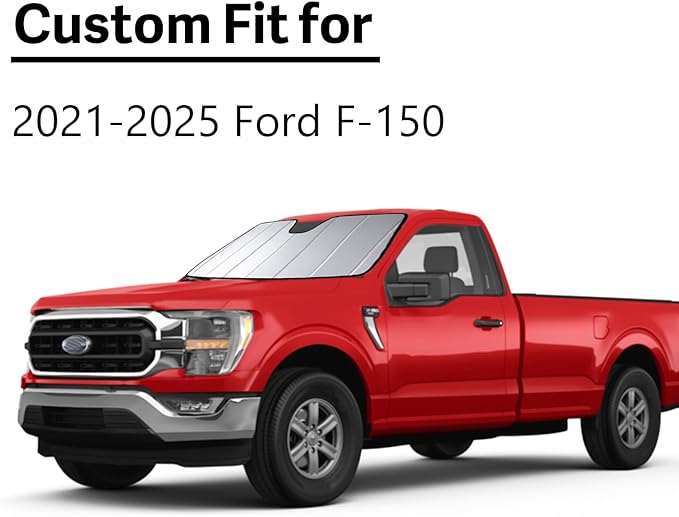 2021-2026 F150 Windshield Sun Shade for Ford F-150 2021 2022 2023 2024 2025 2026(Lariat, King Ranch, Platinum, XL, STX, XLT, Limited, Tremor, Raptor) Front Window Sunscreen Sunshade