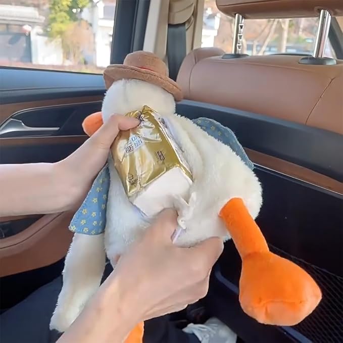 Tissue Box Cover Plush Tissue Box Holder for Car, Home, Decorative Holder/Organizer for Bathroom Vanity Countertop, Nightstands, Office Desk-Duck