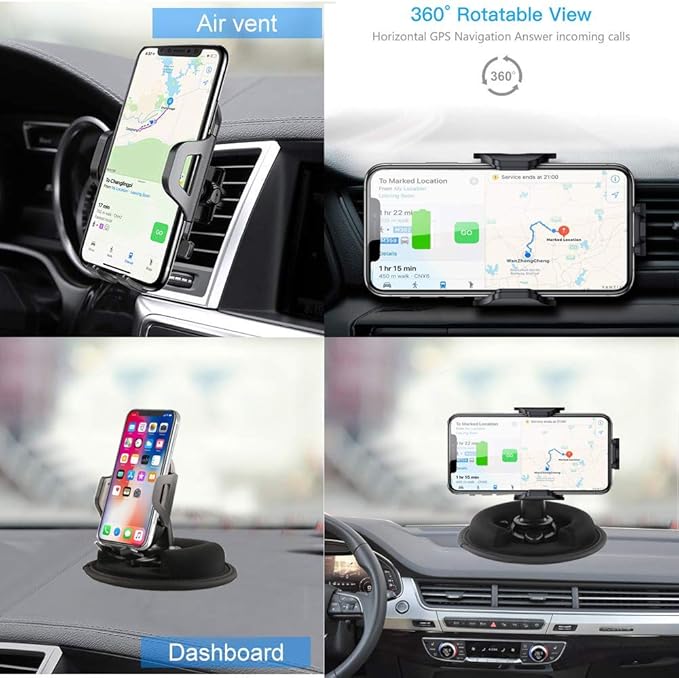 Cell Phone Vehicle Mount,Dashboard Beanbag Friction Mount,2 in 1 Dashboard Mount and Car Air Vent Holder,for iPhone Android and Other Smartphones