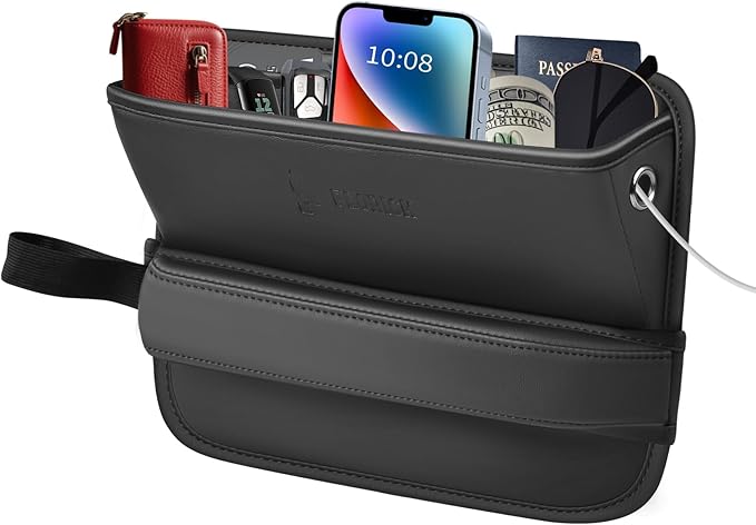 Florich Car Seat Gap Filler, Pro-Seats Gap Filler Organizer and Storages 2-in-1, Premium Leather Center Console Organizer, Car Organizer Front Seat Universal Fit for Car Suv Truck
