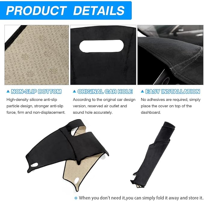 Autorder Dashboard Cover Mat for Chrysler PT Cruiser 2001 2002 2003 2004 2005 Accessories Dash Cover Suede Dash Mat Sunshade Glare UV Rays Protector