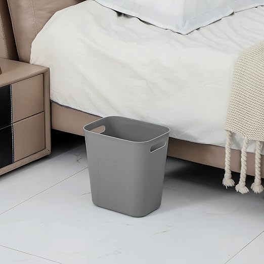 UUJOLY Plastic Small Trash Can Wastebasket, Garbage Container Basket for Bathrooms, Laundry Room, Kitchens, Offices, Kids Rooms, Dorms, 3.5 Gallon, Grey, 3 Pack