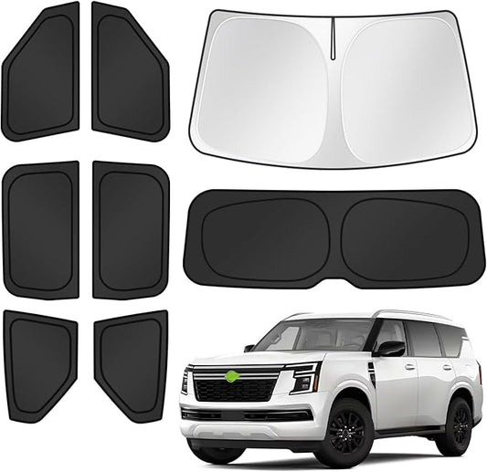 Canvcle Sunshades for 2025 2026 Nissan Armada Accessories Windshield Sun Shade Side Rear Window Shade Cover Sun Visor Shield Privacy Protection for Camping Keep Vehicle Cool Black 8PCS