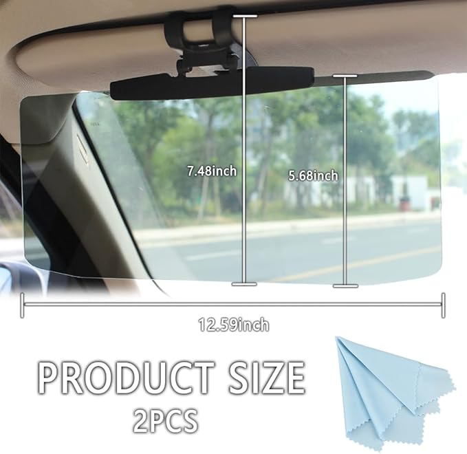 2Pcs HD Visor Sunshade Extender for Car,72.5% Strong-Light Blocking Rate - Anti-Glare Car Visor Protect from Sun Glare, Snow Blindness and UV Rays (2Pcs)