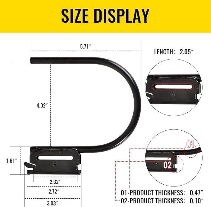 ENJ Black 10 Pack Durable Heavy Duty E-Track J Hooks E Track Accessories for Enclosed Trailer,Workshop & Garage,Maximum Load 1400 Pounds