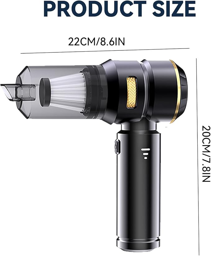 Car Handheld Vacuum Cordless Car Vacuum Cleaner with 16000Pa Ultra-Strong Suction, Brushless Motor, Flexible Hose & HEPA Filter - Lightweight Design Vacuum Cleaners for Home & Car (Black)