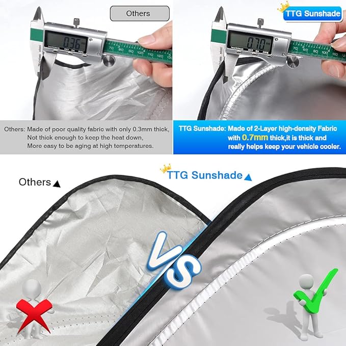 T TGBROS Custom Fit for Car Sunshade 1996-2021 GMC Savana Van,Passenger,Cargo Van Side Window Front Seat Sun Shade Sun Shield Blocks UV Rays Keeps Your Vehicle Cool 2pcs