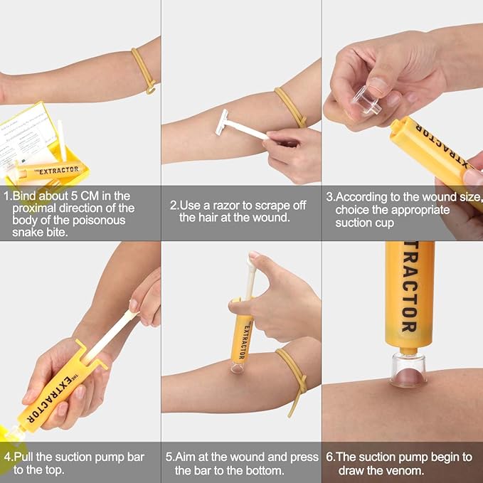 Snake Bite Kit, Bee Sting Kit, Emergency First Aid Supplies, Venom Extractor Suction Pump, Bite and Sting First Aid for Hiking, Backpacking and Camping
