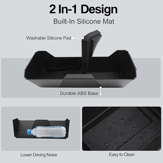 Front Under Seat Storage Box Compatible with Tesla Cybertruck 2026 2025 2024, Under Seat Organizer with Silicone Pad for Cybertruck Accessories