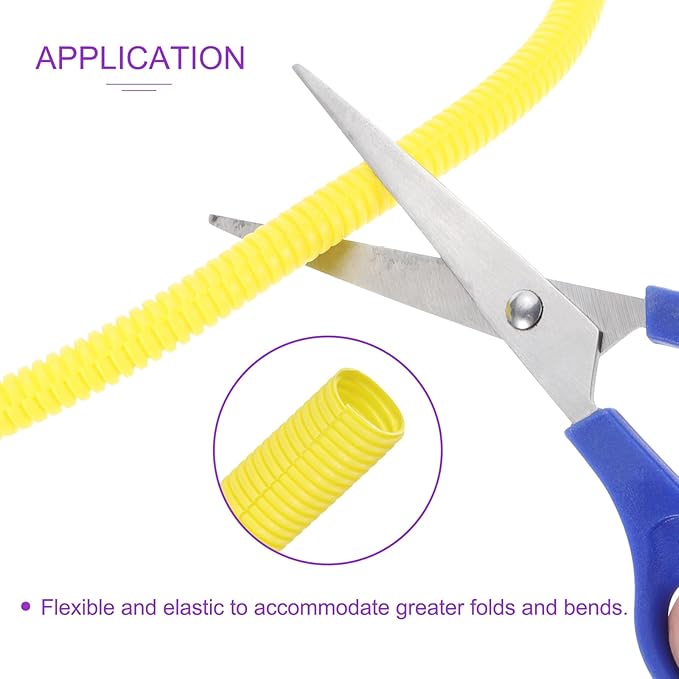 DMiotech 10ft Wire Loom Split Tubing 3/4 Inch(19 Mm) ID, Cord Protectors from Pet Flexible Conduit Cable Management for Office, Home, Garden, Yellow