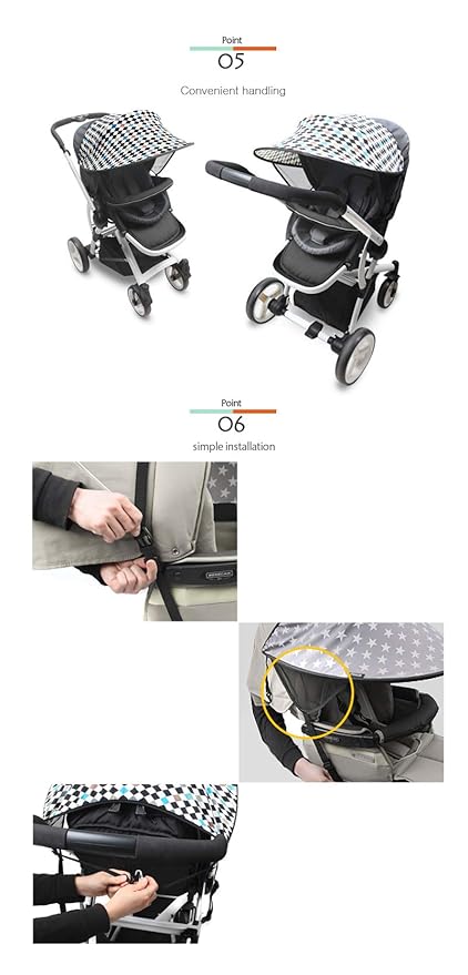 Manito Sun Shade for Strollers and Car Seats - Scandi (Star Grey) UPF 50+