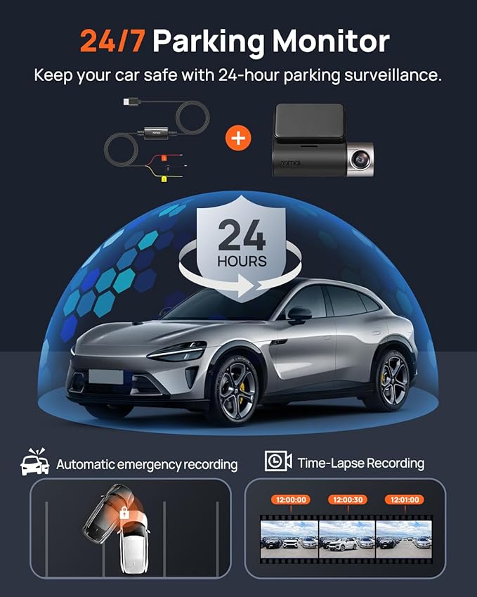 70mai 2.7K Dash Cam Front and Rear A500S, Dual Dash Camera for Cars, Dashcam with APP, Sony IMX335, ADAS, Built-in WiFi GPS, 2'' IPS Screen, WDR, Night Vision, 24/7 Parking Mode, Loop Recording