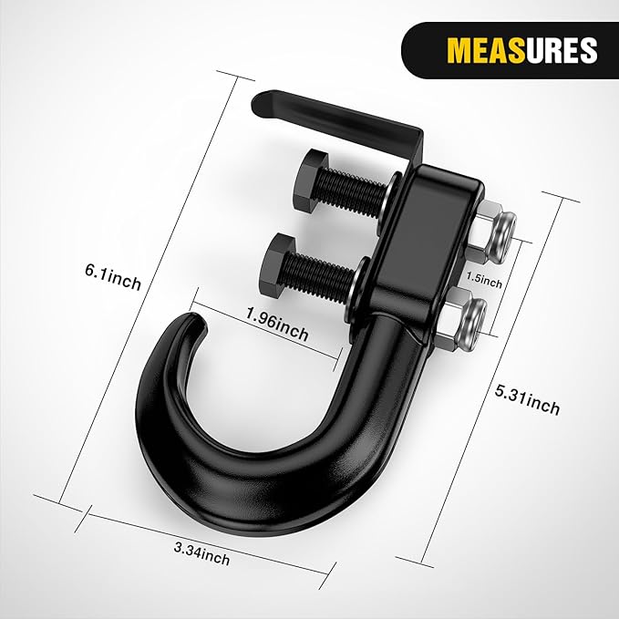 Nilight 2Pcs Bolt-On Tow Hooks with Spring Clip 10,000LBS 2Pcs Black Forged Recovery Tow Hooks Compatible with Jeep Ford Dodge Chevy GMC Toyota Pickup Truck