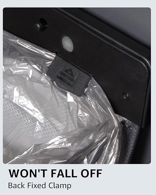 Motrobe Tesla Model 3 Trash Can 2017-2023 Garbage Bag 1PCS [Magnetic+LED 2-in-1] Waterproof Backseat Hanging Garbage Bin with 2.5 Gallons Faux Leather Model 3 Interior Accessories