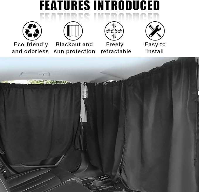 Car Window Shades, UV Protection Privacy Sunshade Covers, Removable Divider Curtains, Universal Car Interior Accessories for Sleeping Traveling Camping (1PC)