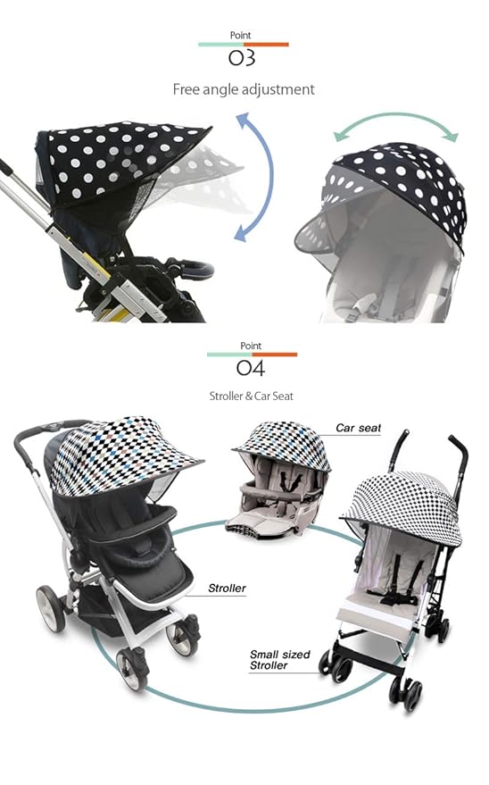 Manito Sun Shade for Strollers and Car Seats - Scandi (Diamond Blue) UPF 50+