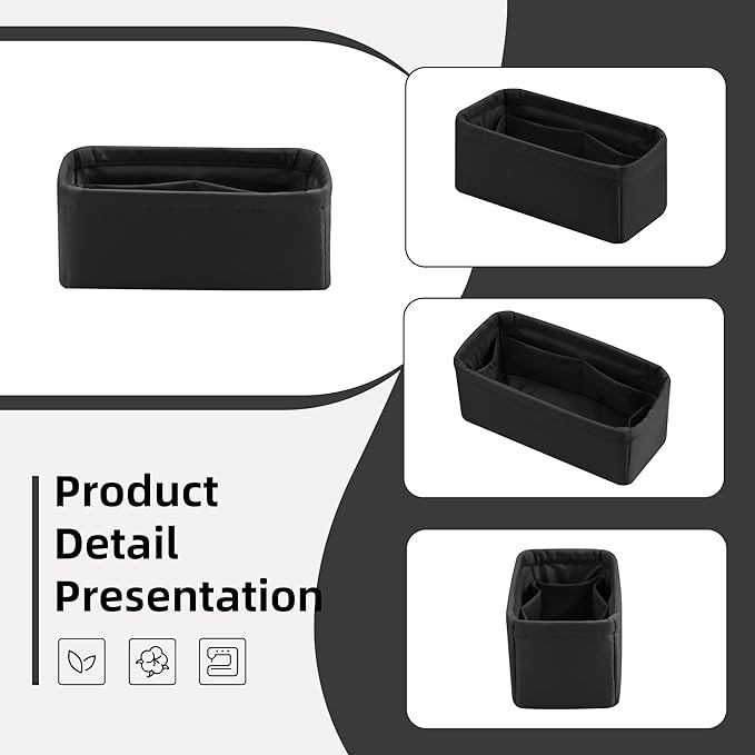 DGAZ Silk Purse Organizer Insert Fits LV Speedy 16/20/25/30/35/45 bags，Silky Smooth Bag Organizer，Luxury Handbag & Tote Shaper（Black，SP16）