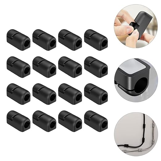 OSALADI Cable Fixing Clip - 20 Pcs Silicone Cable Management Clips for USB Power and Mouse Cables 7Mm Diameter Self-Adhesive Organizers for Home and Office