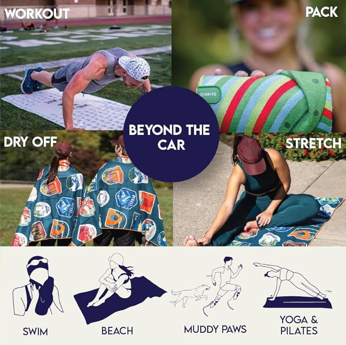 Sprints Athletic Running Towel, Full-Sized, Car Seat Cover - Performance Microfiber (Chess Not Checkers)