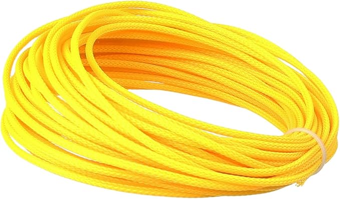 Aicosineg 32.81ft PET Flexible Braided Cable Sleeve 0.12inch Width Wire Loom Sleeving and Organizer Flexible Wire Mesh Sleeve Wrap Protector for TV Audio PC Cords from Pets Chewing Yellow
