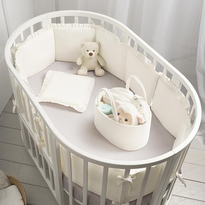 Diaper Caddy Organizer, Empty Gift Basket for Newborn Essentials, Baby Storage Basket, Stylish Gift Bag for Baby Shower, Boys and Girls – Small, Off White