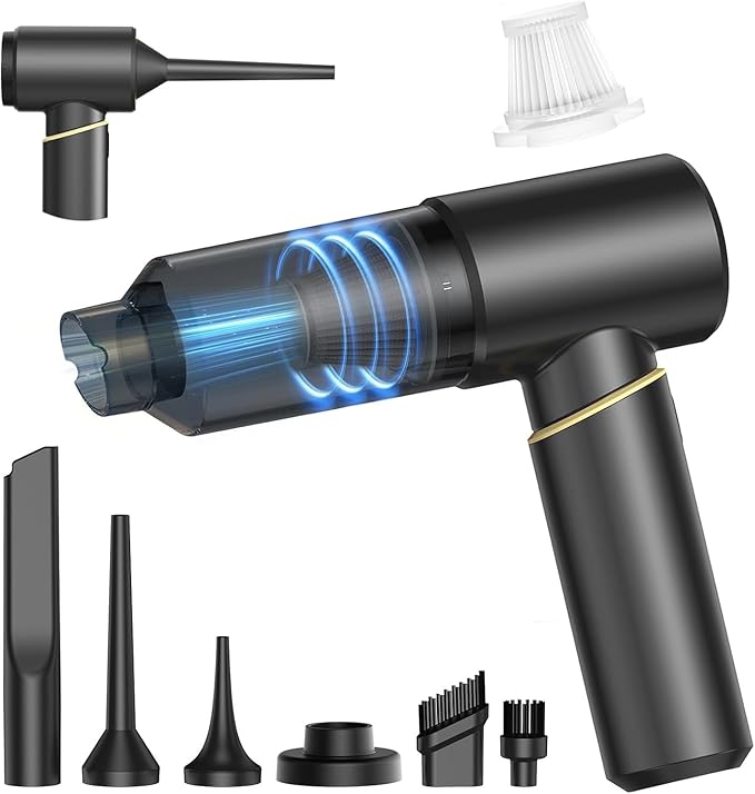 BSRCO Car Vacuum Portable Cordless – 30Min Runtime, 15KPa Suction Handheld Vacuum Cordless 4-in-1, 1.25Lbs Lightweight, 75dB Quiet, USB-C Fast Charging, Washable HEPA Filter for Car, Home & Pet Hair