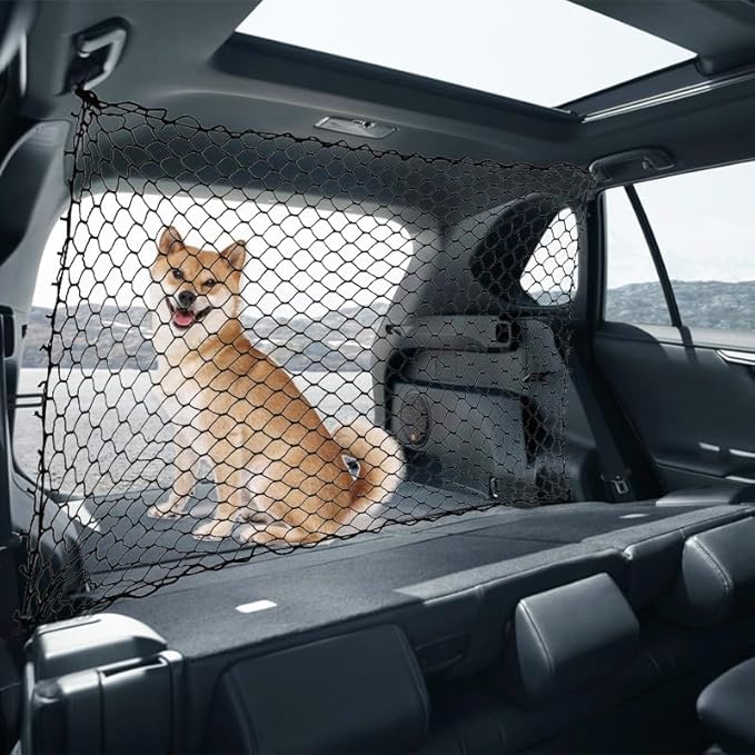 Dog Barrier for Car for Hyundai Tucson 2021 2022 2023, Adjustable Reinforced Mesh Pet Net Barrier for Back Seat & Cargo Area Keeps Dogs Safe While Driving