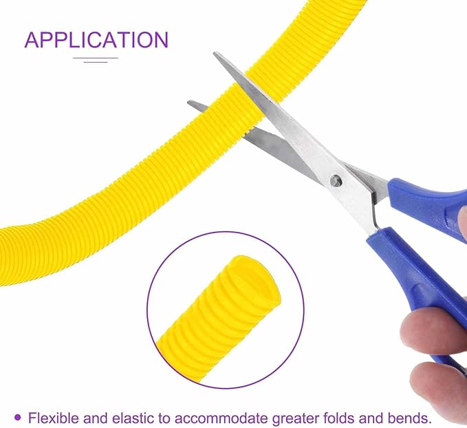 DMiotech 100ft Wire Loom Split Tubing 1 Inch(25.4mm) ID, Cord Protectors from Pet Flexible Conduit Cable Management for Office Home Garden, Yellow