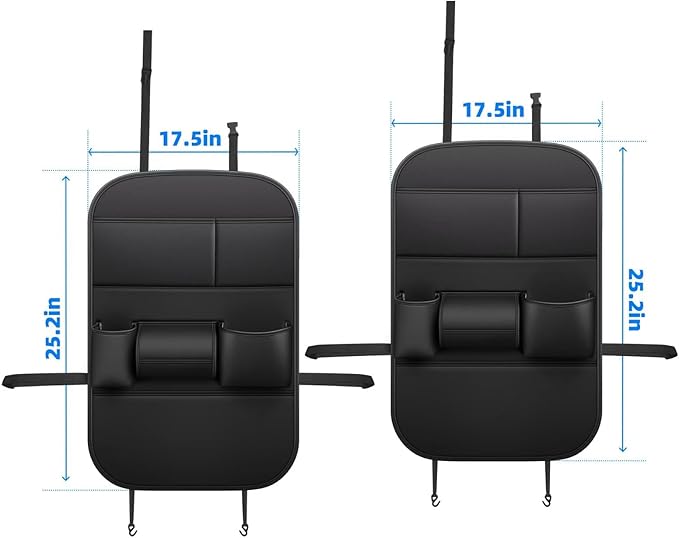 Back Seat Protector 2 Pack Fit For Ford Explorer Car Kick Mats with Cup & Tissue Storage Organizer Pockets Waterproof Dirt Proof Faux Leather Auto Accessories For Kids(1 Pair Black)