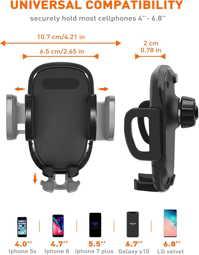 Savadicar Dash Phone Mount, Easy Clamp Smart Cell Phone Holder Compatible with 2011 2012 2013 2014 2015 2016 2017 2018 Jeep Wrangler JK JKU, Interior Accessories, Black