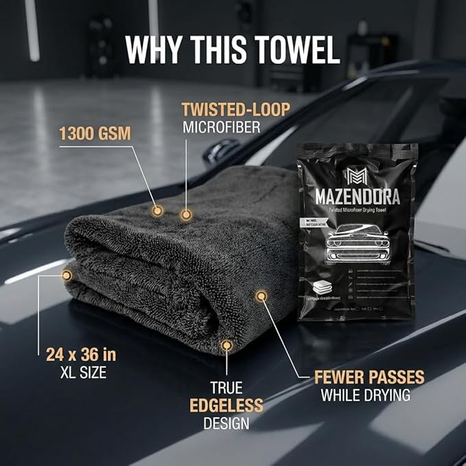 Twisted Microfiber Towel, Premium Microfiber Towels for Cars, Car Drying Towel, Ultra Absorbent Quick Dry Towel, Drying Cloths Auto Detailing for Streak Free Auto Finish